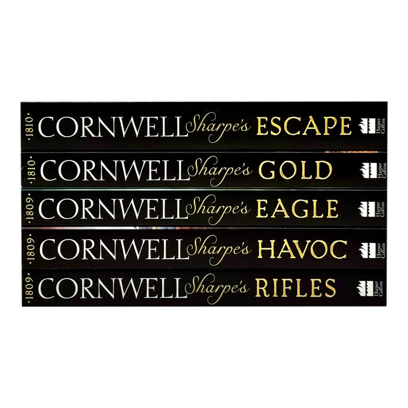 Sharpe Series Books 6-10 collection box set by Bernard Cornwell, including Sharpe's Rifles, Havoc, Eagle, Gold, and Escape.