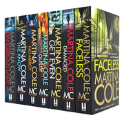 Seven Martina Cole fiction paperback books set, including Dangerous Lady and Faceless, displayed together with damaged covers.