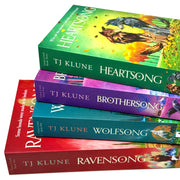 Green Creek Series 4-book collection by TJ Klune, including Wolfsong, Ravensong, Heartsong, and Brothersong, displayed together.
