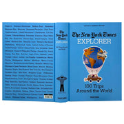 Hardcover book titled "The New York Times: Explorer 100 Trips Around The World" by Taschen, featuring colorful cover art.