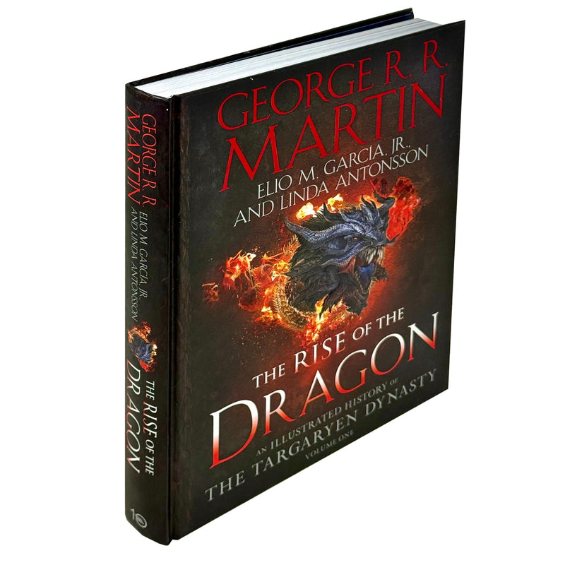 Hardcover of "The Rise of the Dragon" by George R. R. Martin and Elio M. García Jr, featuring the book's illustrated cover with Targaryen imagery.