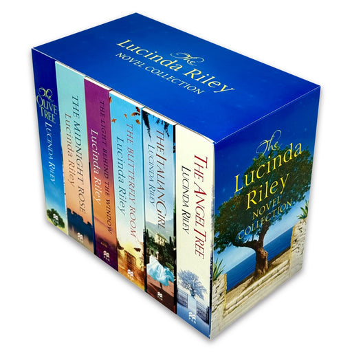 Six-book Lucinda Riley novel collection box set featuring Butterfly Room and Light Behind the Window, displayed in a pan view.