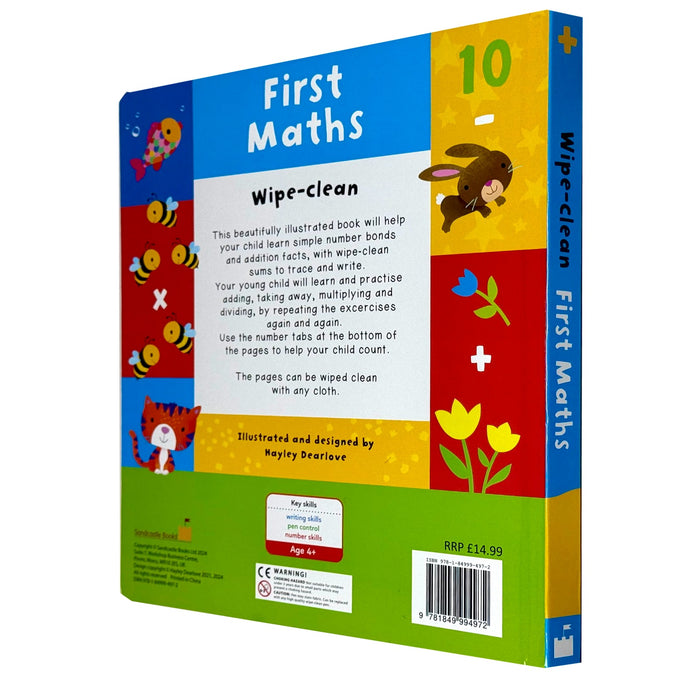 First Maths - Wipe Clean by Sandcastle Books Board book - The Book Bundle