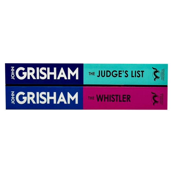 Set of two John Grisham Hodder paperback books, The Whistler and The Judge's List, featuring covers and spines visible.