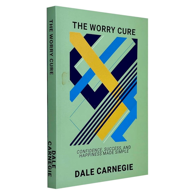 Book cover of "The Worry Cure" by Dale Carnegie, published by Rupa Publications, featuring a calming design on the front.