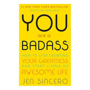 Collection of two paperback books by Jen Sincero, You Are a Badass and You Are a Badass at Making Money, featuring bold cover designs.