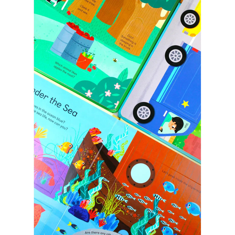 My Peekaboo Lift The Flap Library 3 Books Collection Box Set (Things That Go, Animals & Farm) - The Book Bundle