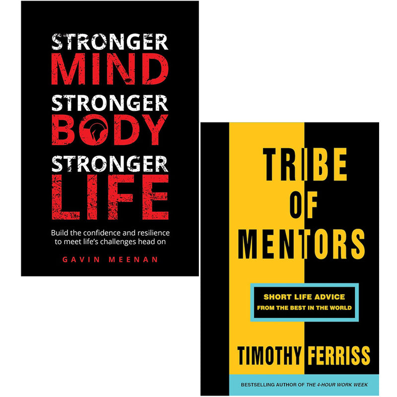 Paperback collection of "Stronger Mind" and "Tribe of Mentors" non-fiction books by Gavin Meenan, featuring motivational and self-improvement themes.
