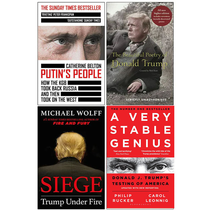 Putin’s People, A Very Stable Genius, [Hardcover] The Beautiful Poetry of Donald Trump, [Hardcover] Siege Trump Under Fire 4 Books Collection Set - The Book Bundle