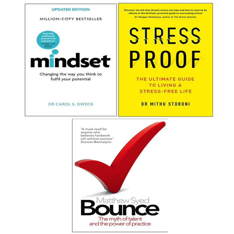 Stress-Proof Mithu Storoni, Mindset, Bounce Matthew Syed 3 Books Collection Set - The Book Bundle