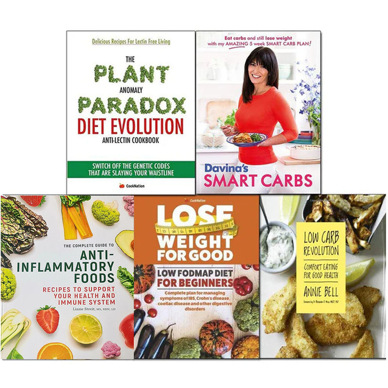 Davina's smart carbs, Low Carb Revolution, The Complete Guide To Anti-Inflammatory Foods, Fodmap Diet, Plant anomaly Paradox 5 Books Collection Set - The Book Bundle