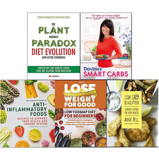 Davina's smart carbs, Low Carb Revolution, The Complete Guide To Anti-Inflammatory Foods, Fodmap Diet, Plant anomaly Paradox 5 Books Collection Set - The Book Bundle