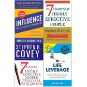 Influence, 7 habits of highly effective people, personal workbook and life leverage 4 books collection set - The Book Bundle