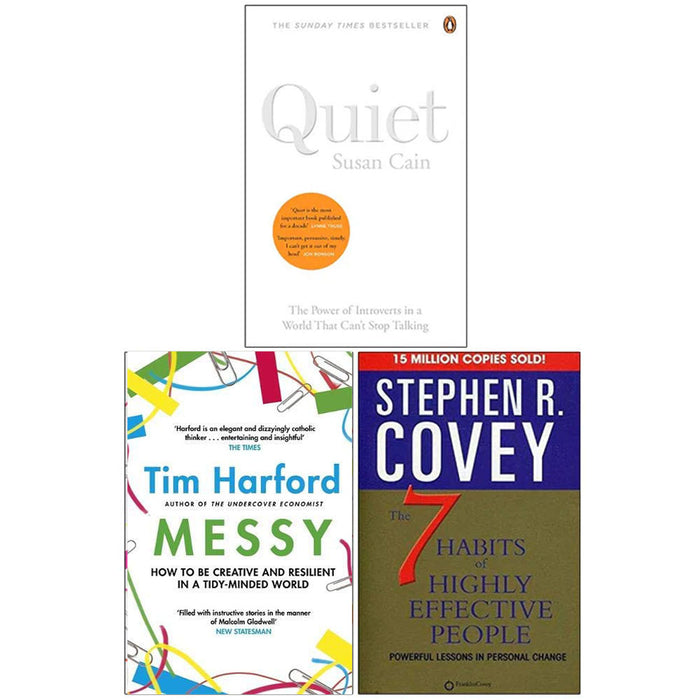 Quiet The Power of Introverts, Messy, The 7 Habits Of Highly Effective People 3 Books Collection Set - The Book Bundle