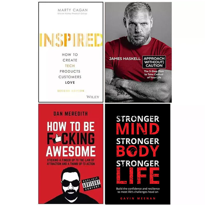 Inspired How to Create Tech, Approach Without Caution, How To Be F*cking Awesome, Stronger Mind 4 Books Set - The Book Bundle