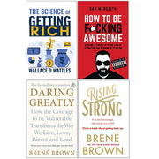 Collection of four non-fiction paperback books by Brian Keane and Dan Meredith, including The Science of Getting Rich and Daring Greatly.
