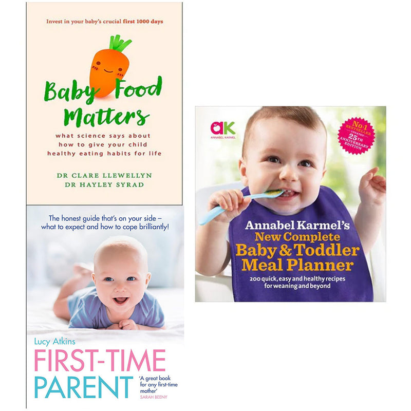 Annabel Karmel baby and toddler meal planner collection set featuring three books with colorful covers and meal ideas for little eaters.