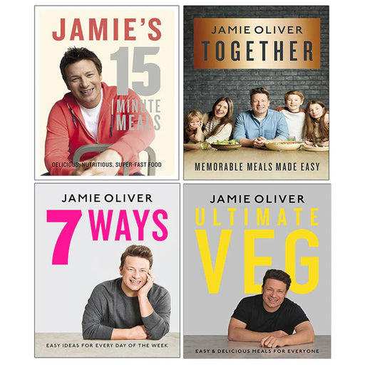 Jamie Oliver 4 Books Collection Set (Jamie's 15-Minute Meals, Together, 7 Ways, Ultimate Veg) - The Book Bundle
