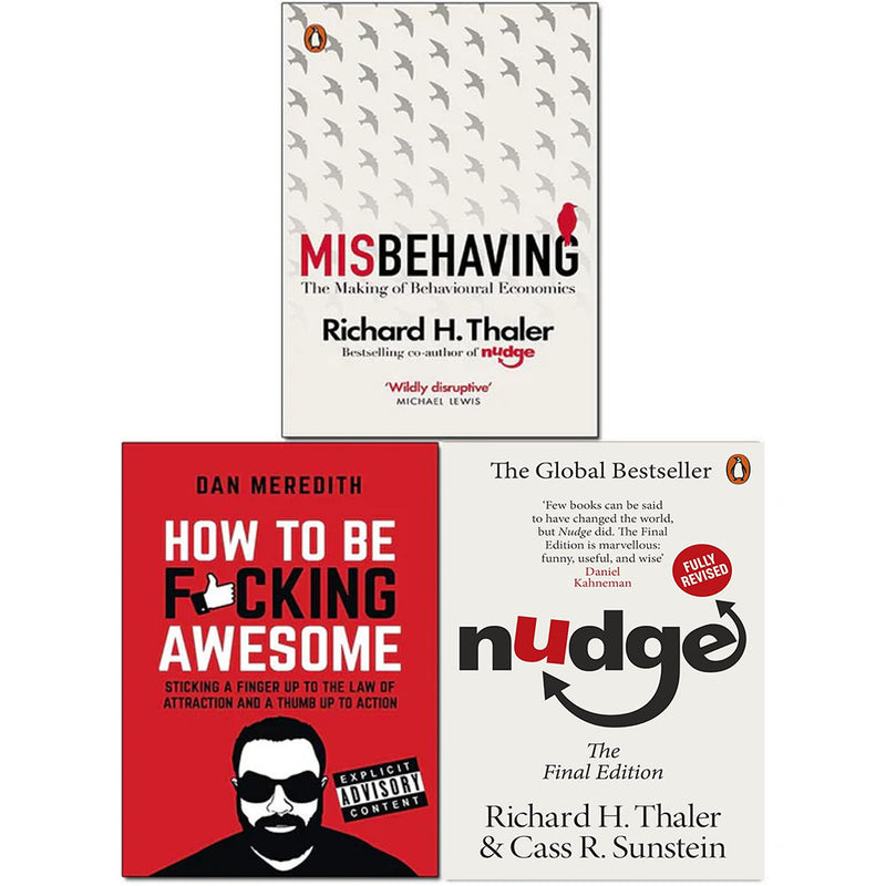 Three paperback books from the Richard H. Thaler & Dan Meredith collection set, featuring non-fiction titles on personal finance and economics.