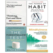 Thinking Fast and Slow, Power of Habit, Marshmallow Test, Mindfulness 4 Books Collection Set - The Book Bundle