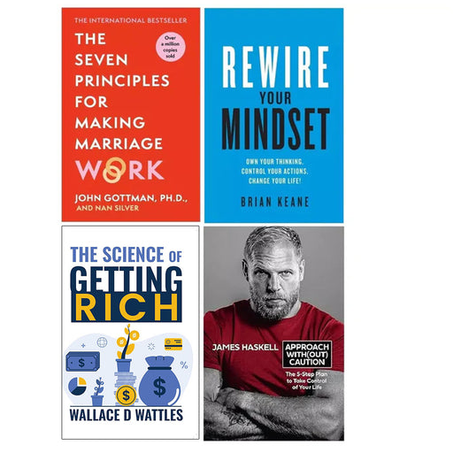 The Seven Principles, Rewire Your Mindset, The Science of Getting Rich, Approach Without Caution 4 Books Collection Set - The Book Bundle