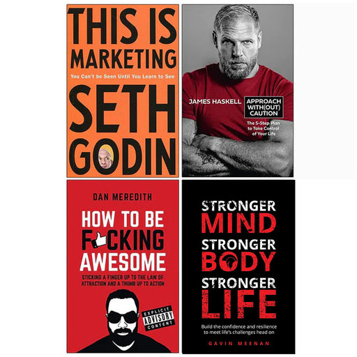 This Is Marketing You Can’t Be Seen, Approach With(out) Caution, Stronger Mind, How To Be F*cking Awesome 4 Books Collection Set - The Book Bundle