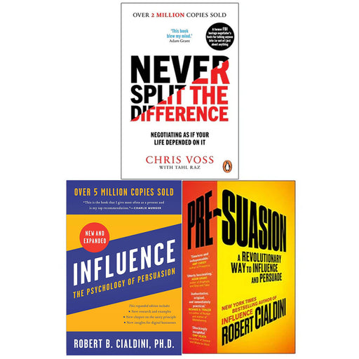 Never Split the Difference, Influence The Psychology of Persuasion, Pre-Suasion 3 Books Collection Set - The Book Bundle