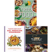 Nisha Katona Mowgli Street Food cookbook set with three non-fiction books on street food and dal medicine, published by Nourish Books.
