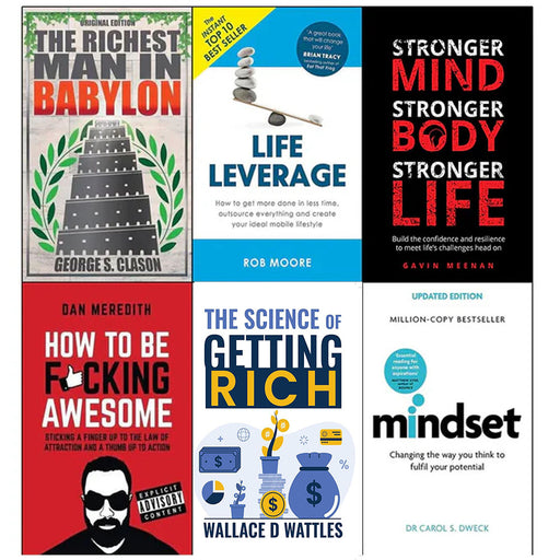 Richest man, Life Leverage, Stronger Mind, How to Be F*cking, The Science of Getting Rich and Mindset 6 Books Collection Set - The Book Bundle
