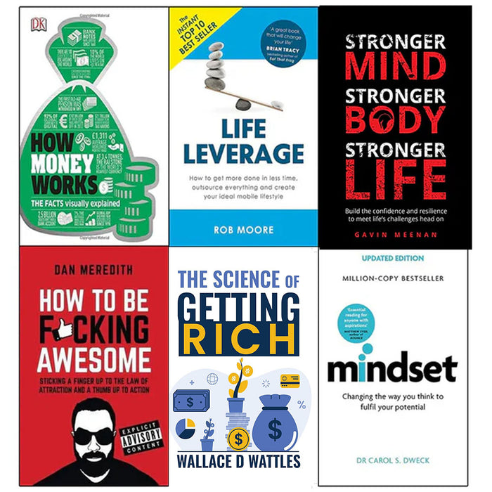 How Money Works, Life Leverage, Stronger Mind, How to be F*cking Awesome, The Science of Getting Rich and mindset 6 Books Collection Set - The Book Bundle