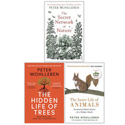 Vintage paperback book collection by Peter Wohlleben featuring The Secret Network of Nature and The Hidden Life of Trees.
