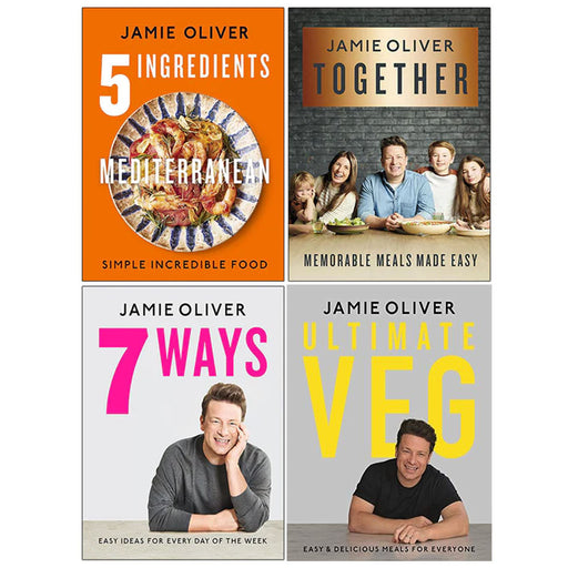 Jamie Oliver 4 Books Collection Set (5 Ingredients Mediterranean, Together, 7 Ways, Ultimate Veg) - The Book Bundle
