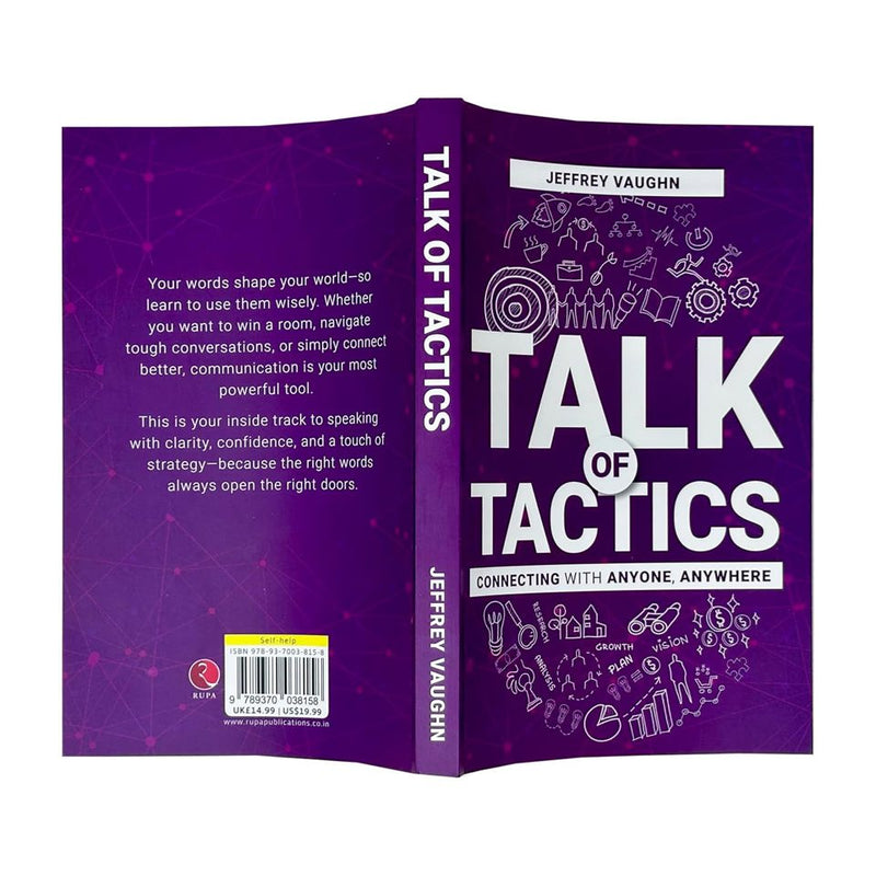 Book cover for "Talk of Tactics" by Jeffrey Vaughn, featuring a professional design with title and author's name on the Rupa Publications edition.