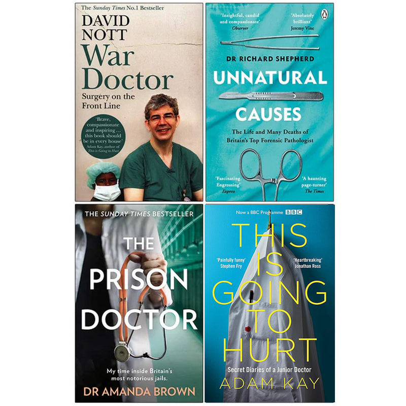 Set of four nonfiction paperback books by David Nott and Dr. Richard Shepherd, including War Doctor and Surgery on the Front Line.