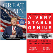 Collection of two paperback books, "Great Again" and "A Very Stable Genius" by Donald J. Trump, with authors Carol D. Leonnig and Philip Rucker.