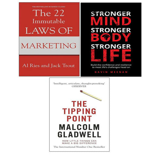 Tipping Point, 22 Immutable Laws Of Marketing, Stronger Mind 3 Books Set - The Book Bundle