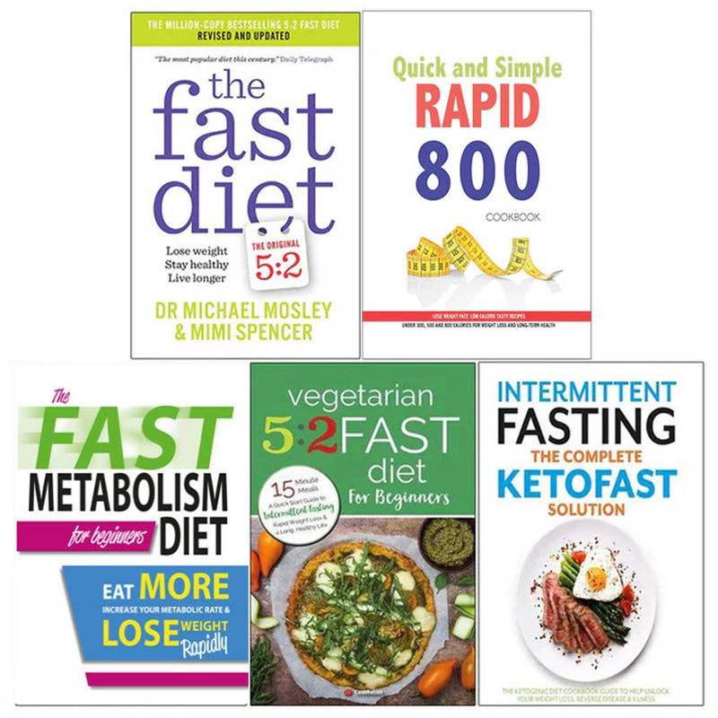 Collection of five non-fiction paperback books on fasting and diet by Dr. Michael Mosley and authors, including Haylie Pomroy.