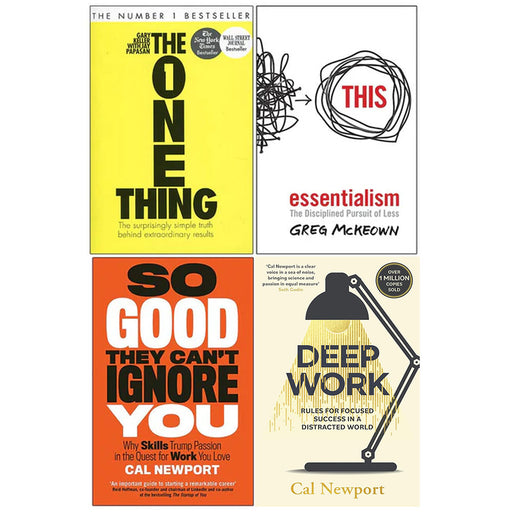 The One Thing, Essentialism, So Good They Cant Ignore You, Deep Work 4 Books Collection Set - The Book Bundle