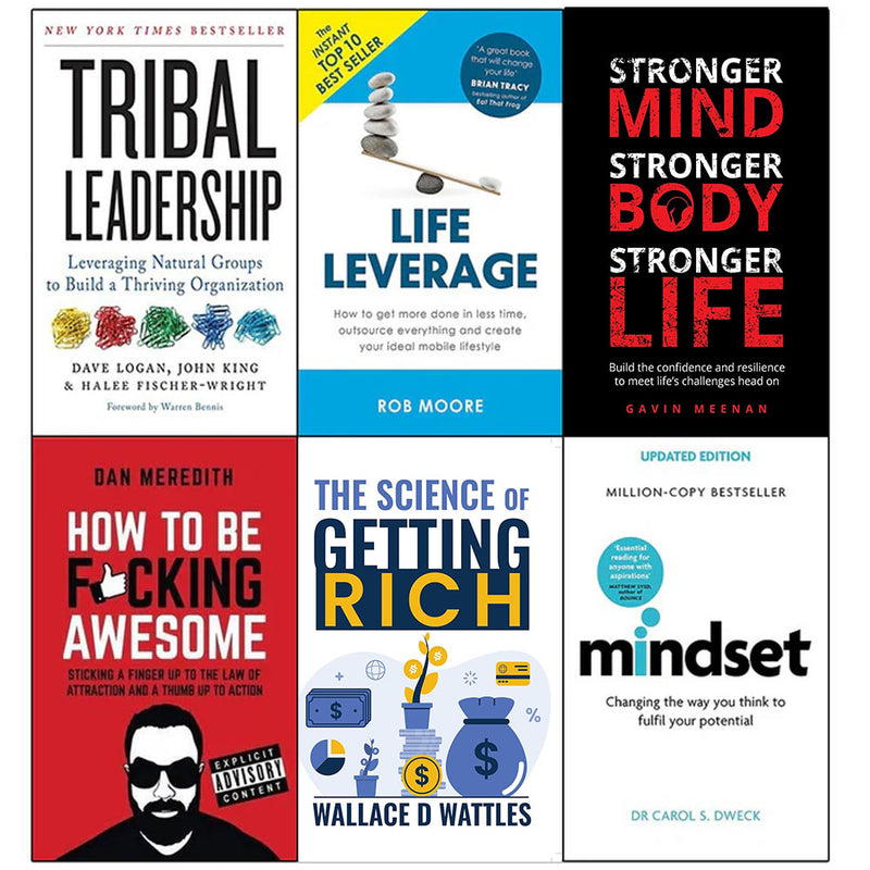 Tribal Leadership, Life Leverage, Stronger Mind, How to Be Fucking Awesome, The Science of Getting Rich and mindset  6 Books Collection Set - The Book Bundle