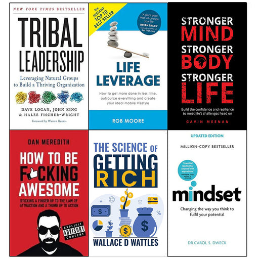 Tribal Leadership, Life Leverage, Stronger Mind, How to Be Fucking Awesome, The Science of Getting Rich and mindset  6 Books Collection Set - The Book Bundle