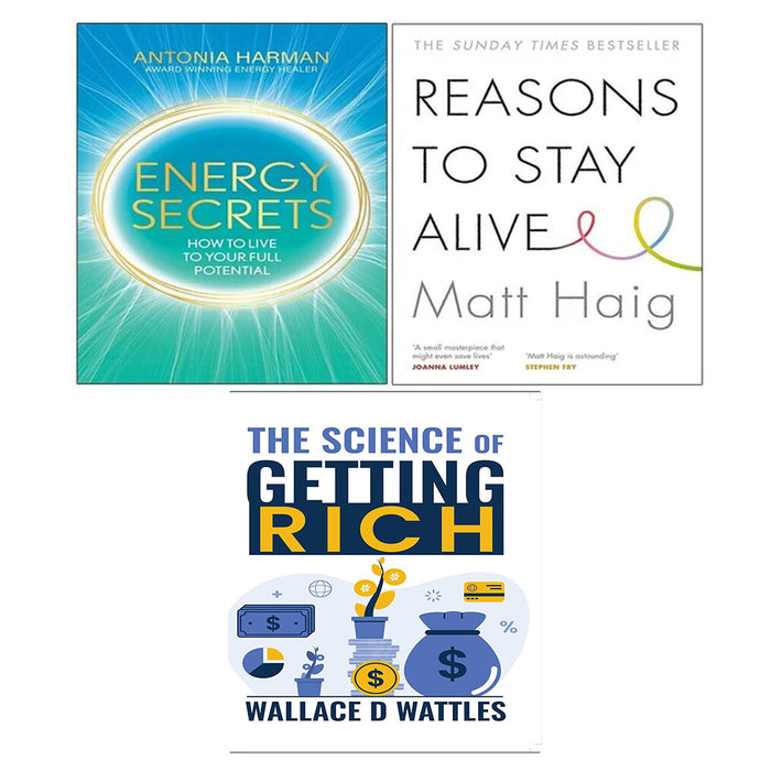 Energy Secrets Antonia Harman, The Science of Getting Rich, Reasons to Stay Alive 3 Books Set - The Book Bundle