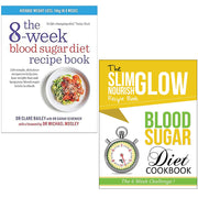 Paperback set of "Blood Sugar Diet" by Iota & Mark Hyman, featuring a recipe book and health guide on blood sugar management.