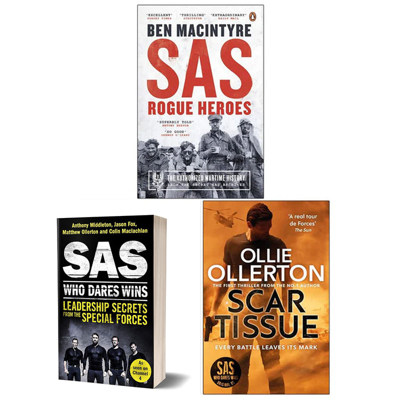 SAS Rogue Heroes, Who Dares Wins, Scar Tissue 3 Books Collection Set - The Book Bundle