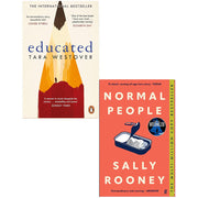 Collection of two paperback books by Tara Westover and Sally Rooney, featuring non-fiction titles in a Faber & Faber/Windmill Books set.