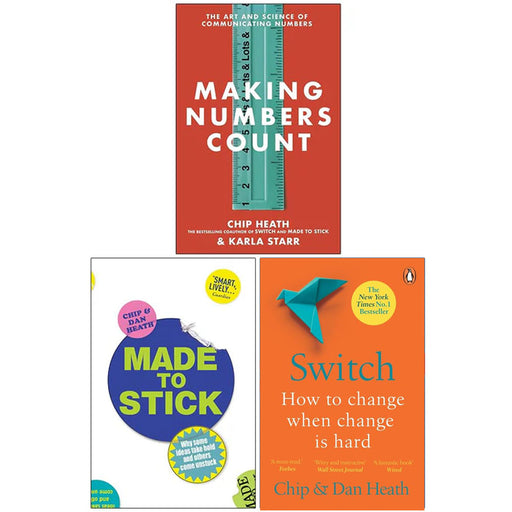 Making Numbers Count [Hardcover], Made to Stick & Switch 3 Books Collection Set - The Book Bundle