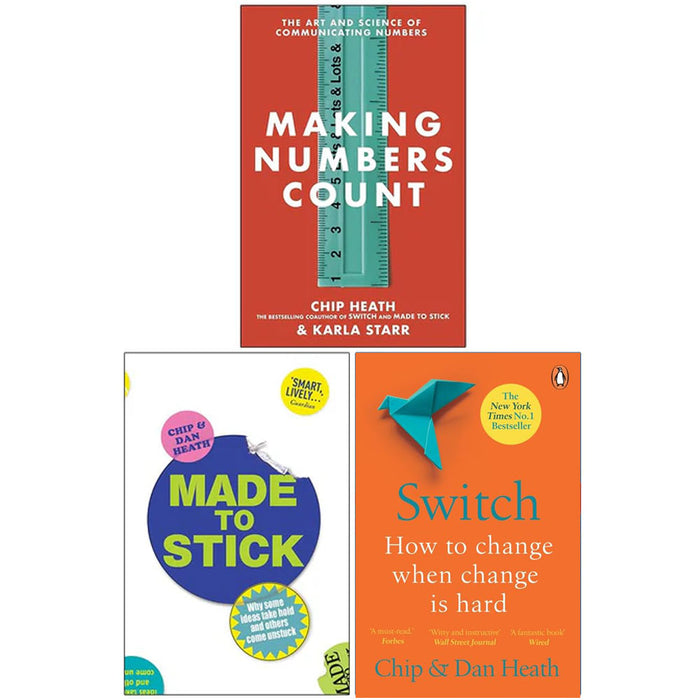 Making Numbers Count [Hardcover], Made to Stick & Switch 3 Books Collection Set - The Book Bundle