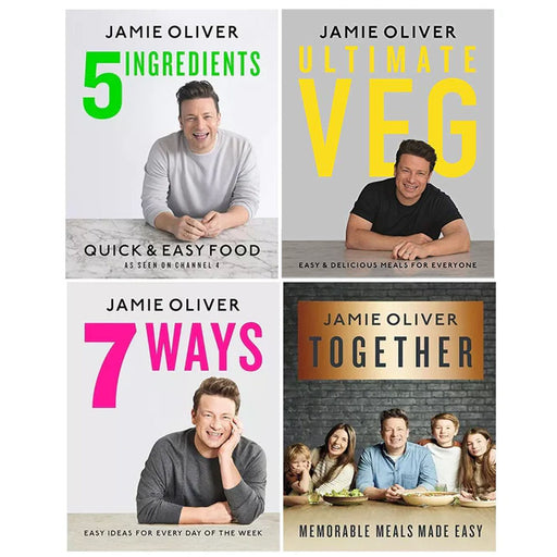 Jamie Oliver Collection 4 Books Set 7 Ways, Ultimate Veg, Together, 5 Ingredients - The Book Bundle