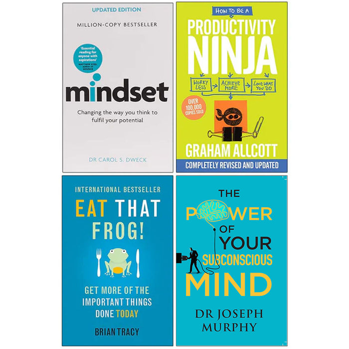 Mindset, How To Be A Productivity Ninja, Eat That Frog, The Power of Your Subconscious Mind 4 Books Collection Set - The Book Bundle