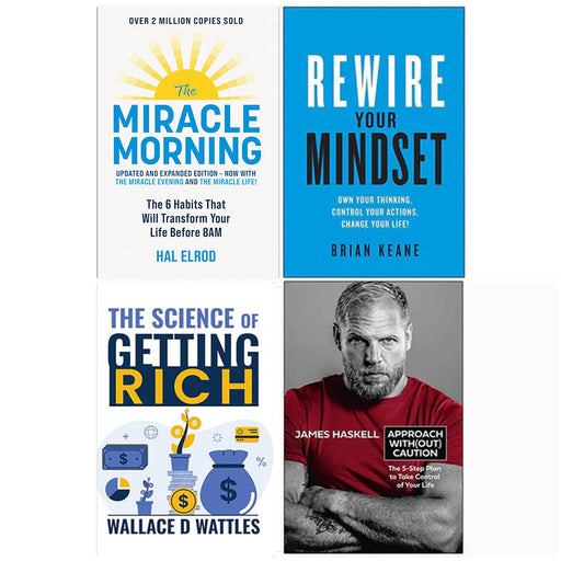 The Miracle Morning, Rewire Your Mindset, The Science of Getting Rich, Approach Without Caution 4 Books Collection Set - The Book Bundle