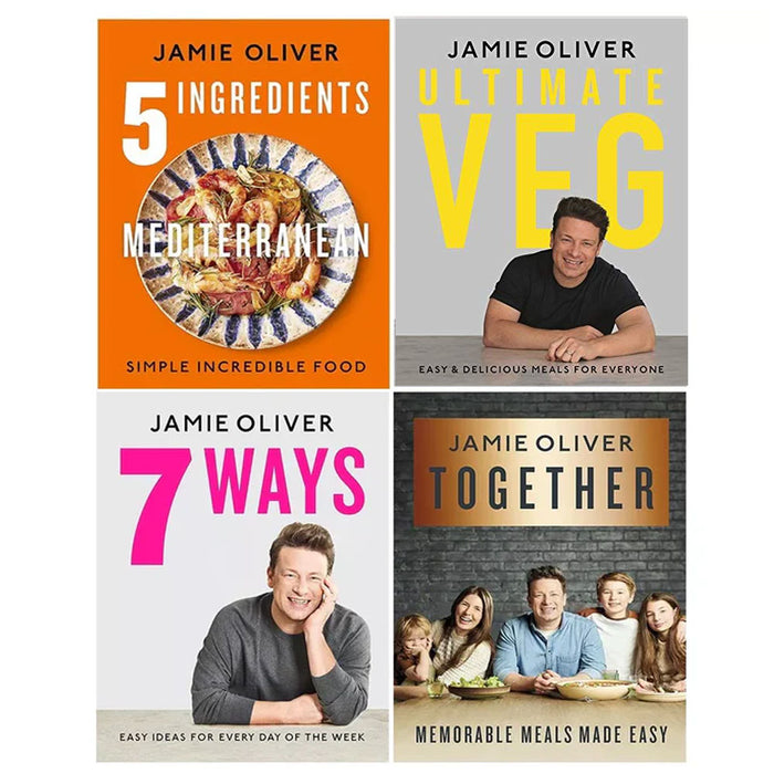 Jamie Oliver Collection 4 Books Set (5 Ingredients Mediterranean, 7 Ways, Ultimate Veg, Together) - The Book Bundle